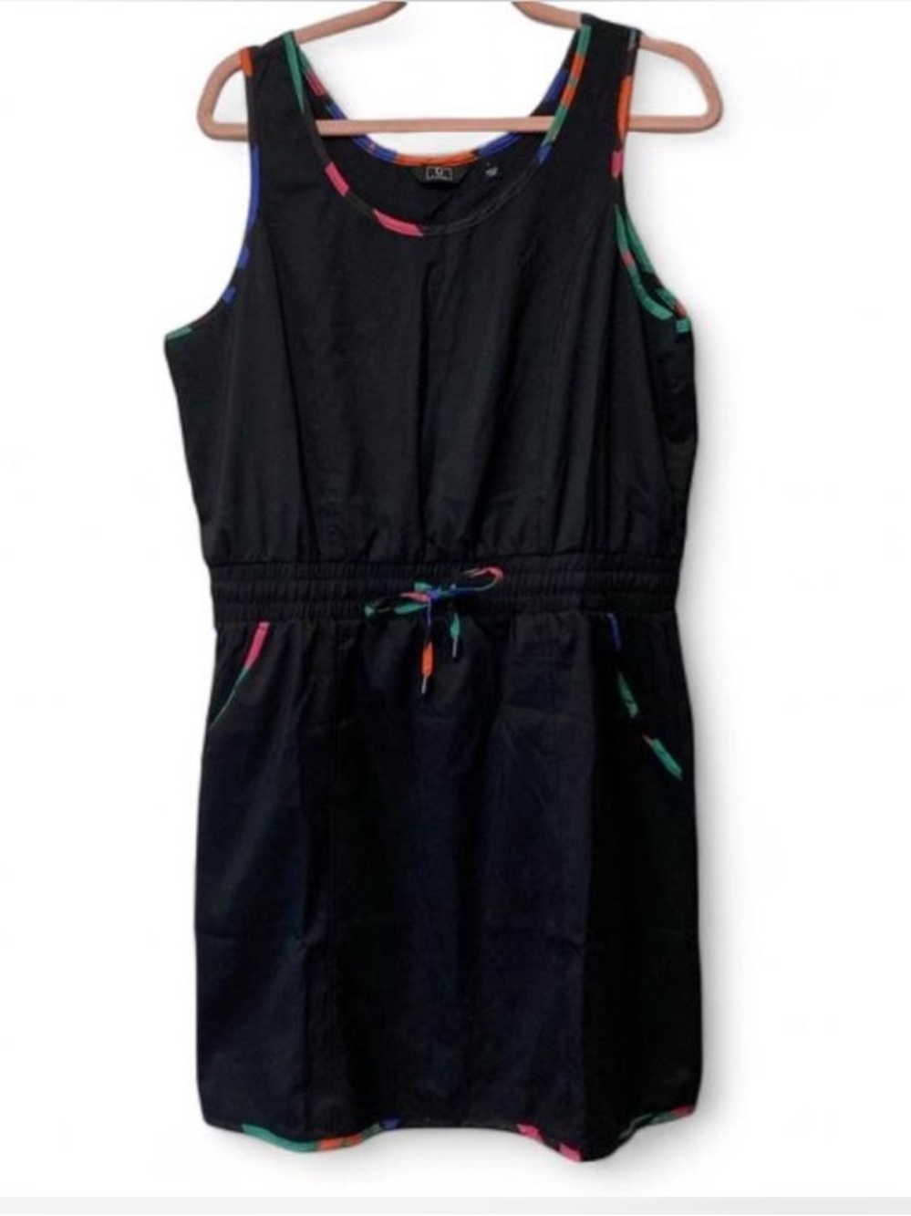 G by Giuliana Black Tank Dress with Multicolor Trim